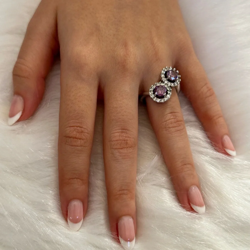 Elegant 925 sterling Silver Amethyst stone   Ring